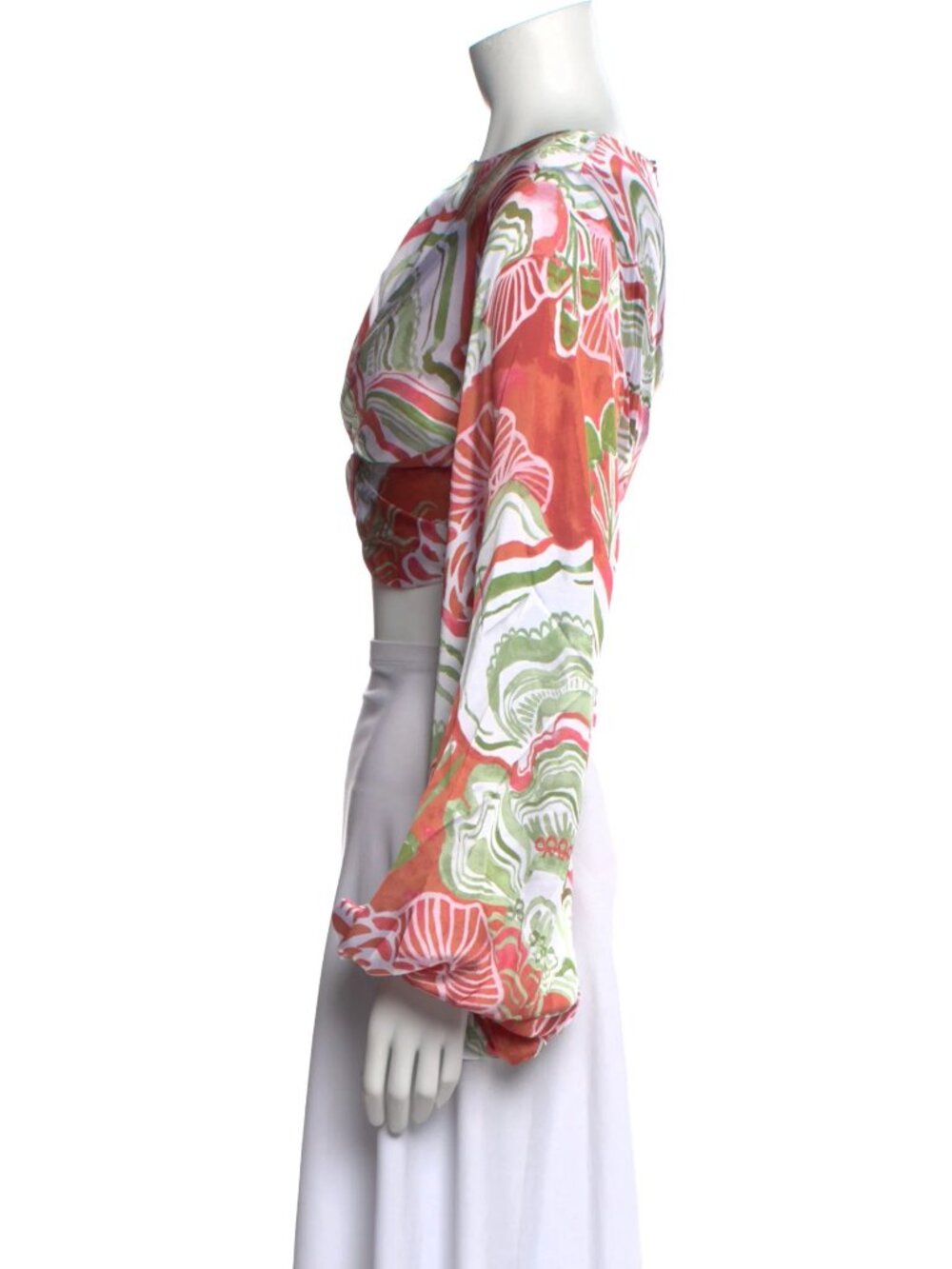 Andrea Iyamah Mushroom Behati Abstract Floral Crop Top Sz M New with Tags - Picture 4 of 5